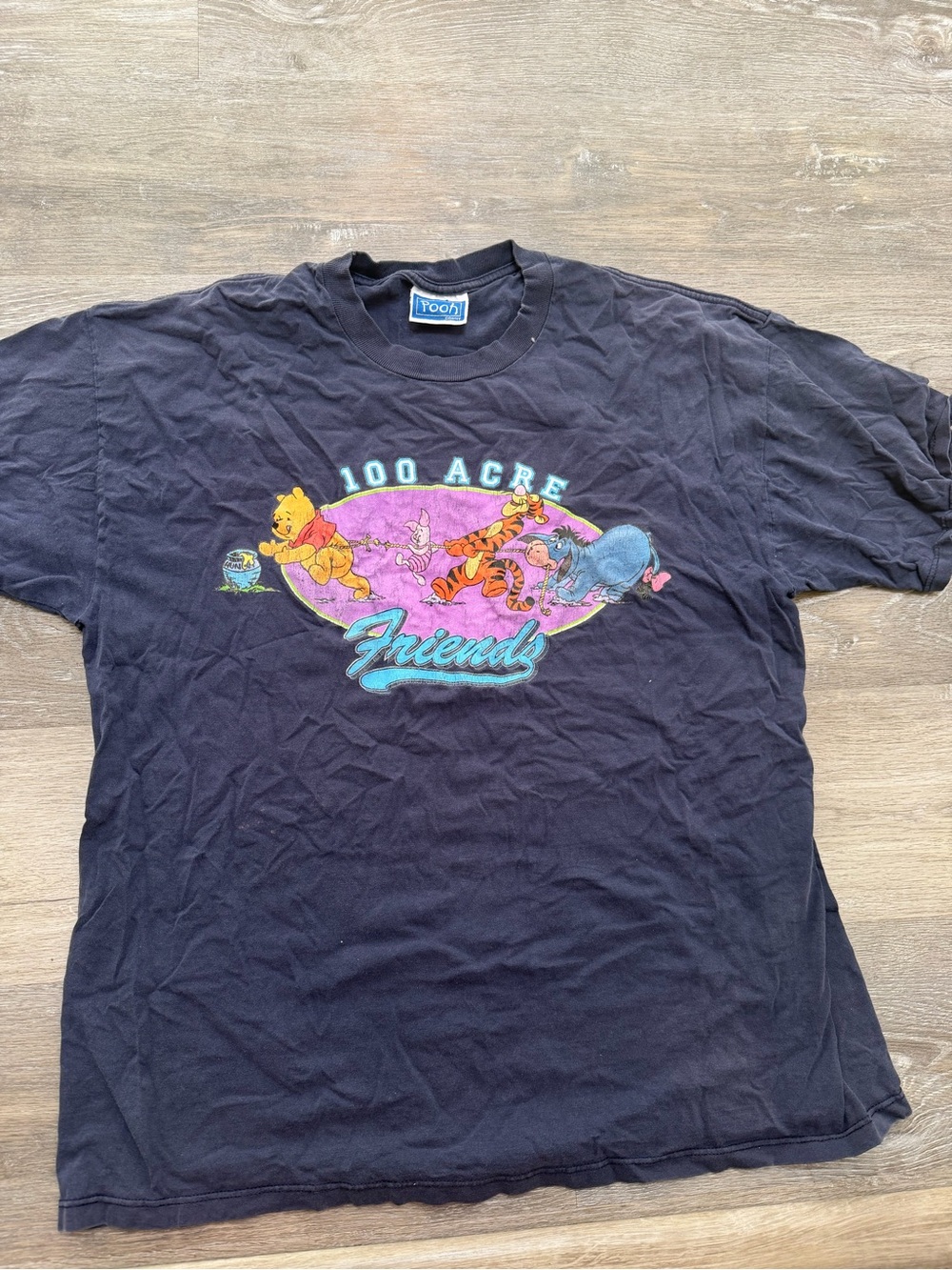Black "100 Acre Friends" Winnie the Pooh Graphic Tee - Vintage Style